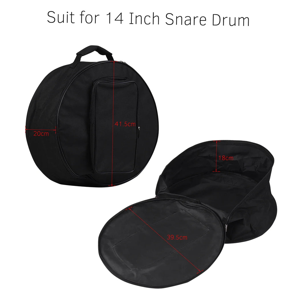 Compact Snare Drum Backpack Case, Carrying Round Tool Bag with Shoulder Strap and External Pockets,musical Instrumentaccessories