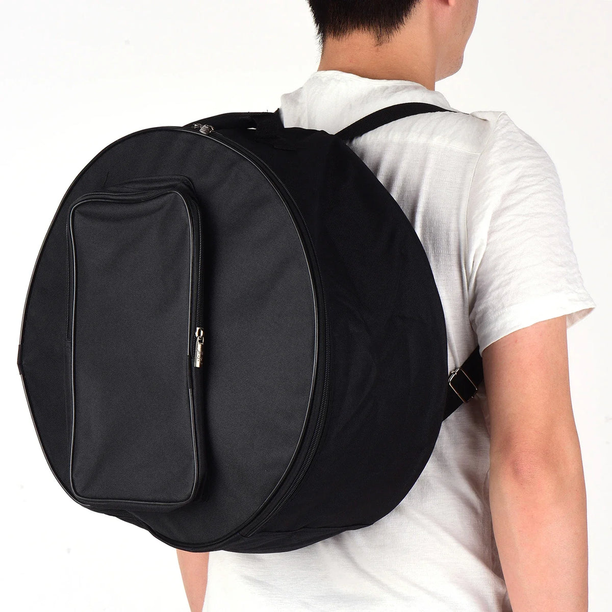 Compact Snare Drum Backpack Case, Carrying Round Tool Bag with Shoulder Strap and External Pockets,musical Instrumentaccessories