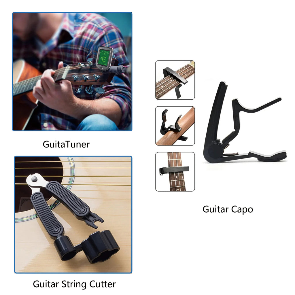 58-in-1 Guitar Accessory Set: Tuner, Capo, String Cutter, Varied Strings, Colorful P...