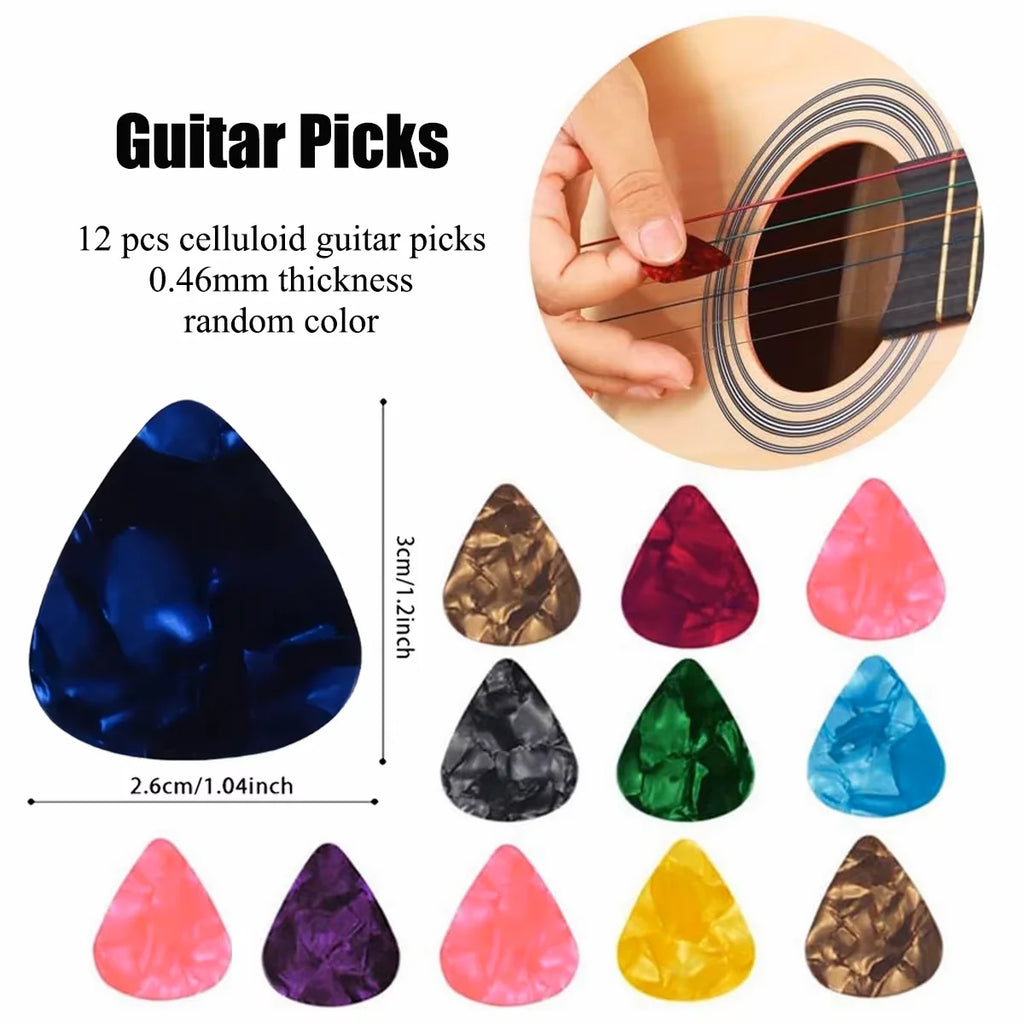 58-in-1 Guitar Accessory Set: Tuner, Capo, String Cutter, Varied Strings, Colorful P...